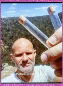 a man holding air vials